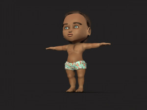cartoon boy baby with hair Modèle 3D