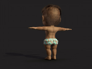 cartoon boy baby with hair Modèle 3D
