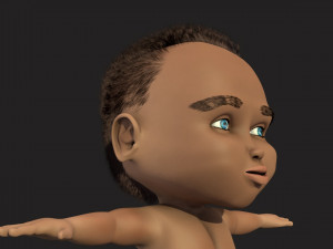 cartoon boy baby with hair Modèle 3D