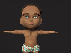 cartoon boy baby with hair Modèle 3D