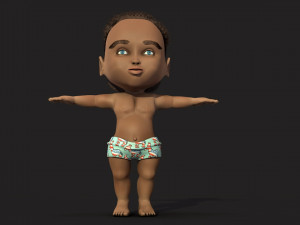 cartoon boy baby with hair Modèle 3D