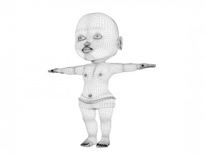 cartoon boy baby with hair Modèle 3D