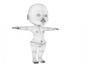 cartoon boy baby with hair Modèle 3D