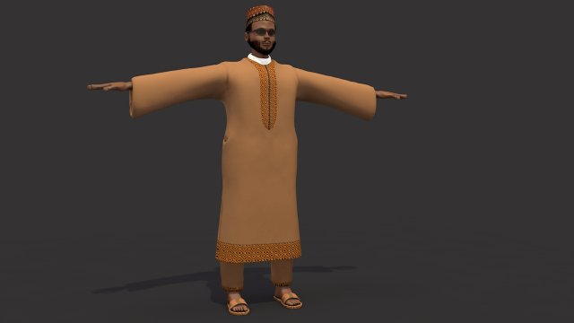 arab and african traditional men dress 3D Model .c4d .max .obj .3ds .fbx .stl .blend 