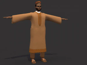 Los hombres tradicionales árabes y africanos se visten. Modelo 3D