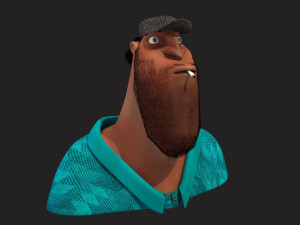 cartoon head man with hair 3D Model