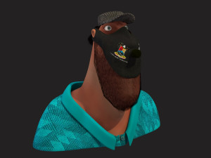 cartoon head man with hair 3D Model