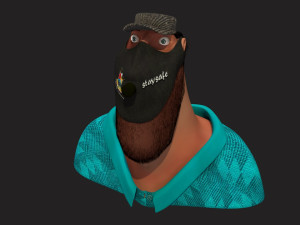 cartoon head man with hair 3D Model
