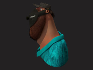 cartoon head man with hair 3D Model