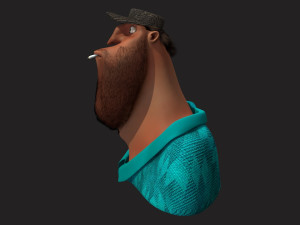 cartoon head man with hair 3D Model