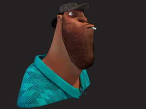 cartoon head man with hair 3D Model