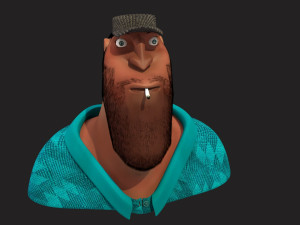 cartoon head man with hair 3D Model