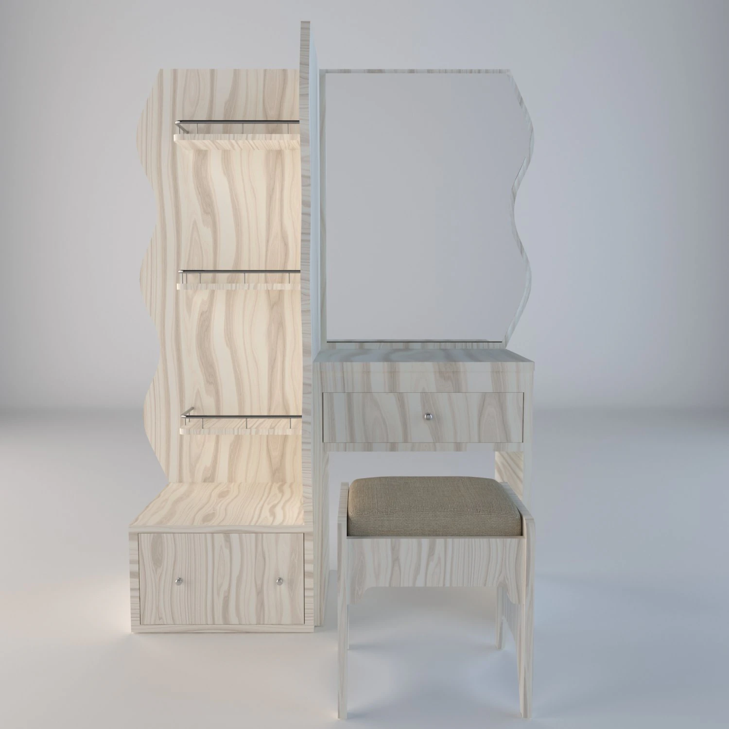 wooden dressing table 3D Model .c4d .max .obj .3ds .fbx .stl .blend 