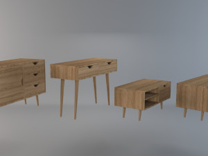 wooden furnitures collection 3Dモデル