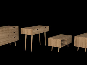 wooden furnitures collection 3Dモデル