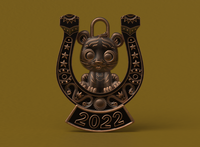 Tiger on a Horseshoe 3D-printmodel .c4d .max .obj .3ds .fbx .stl .blend 