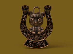 Tiger on a Horseshoe 3D Print Model