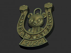Tiger on a Horseshoe 3D Print Model