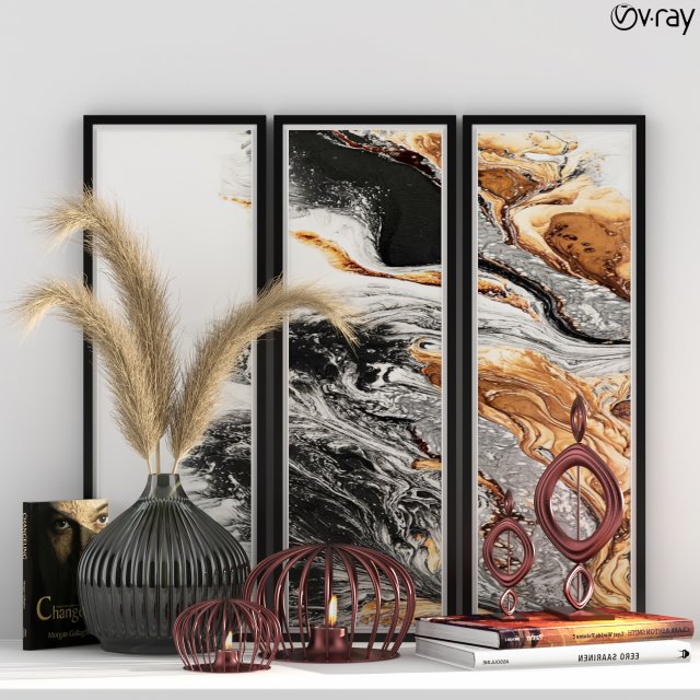 decorative set 001 3D Модель .c4d .max .obj .3ds .fbx .stl .blend