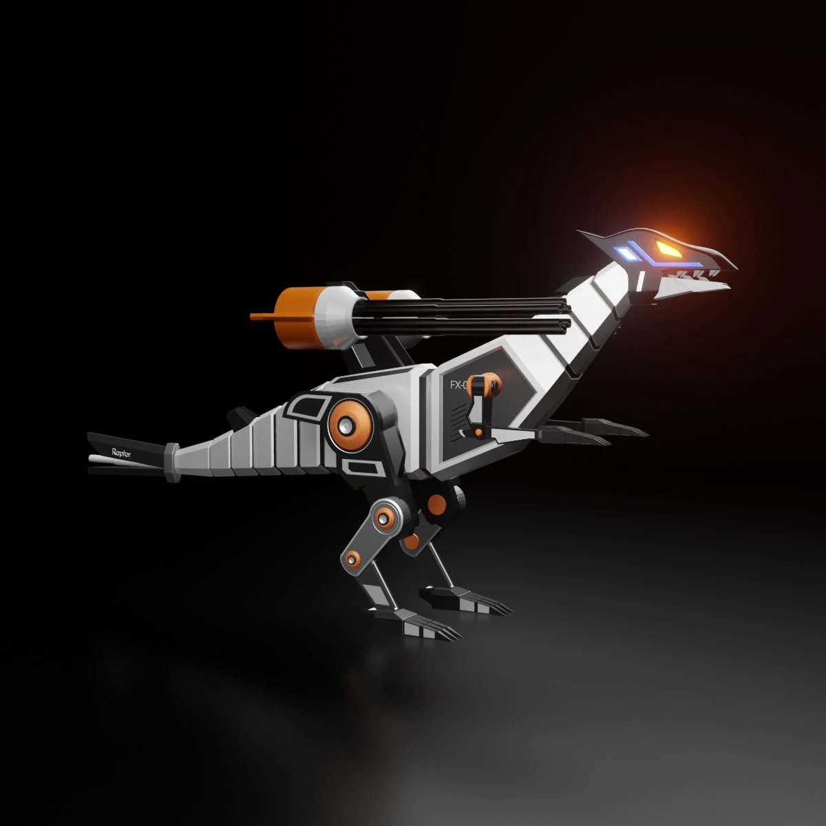 robotic raptor with military 3D Model .c4d .max .obj .3ds .fbx .stl .blend