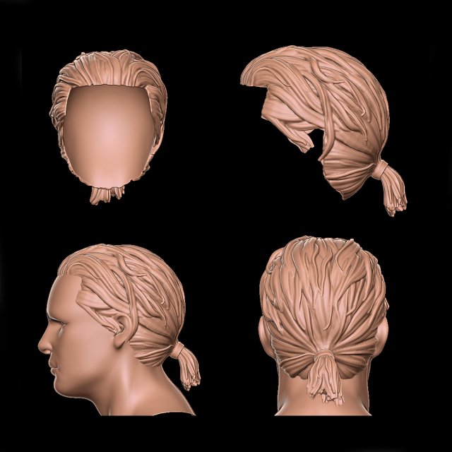 Hair 1 3D 프린트 모델 .c4d .max .obj .3ds .fbx .stl .blend 