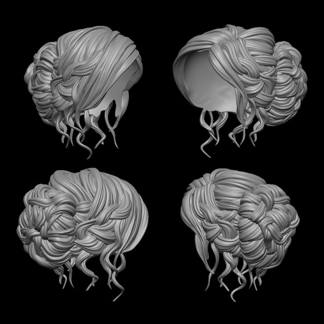 Hair 2 Modèles 3D en vedette .c4d .max .obj .3ds .fbx .stl .blend 