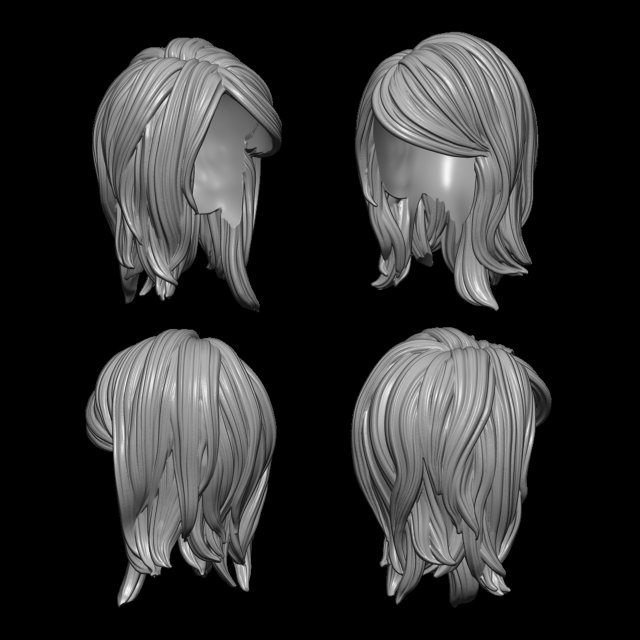 Hair wig 3d model free shop