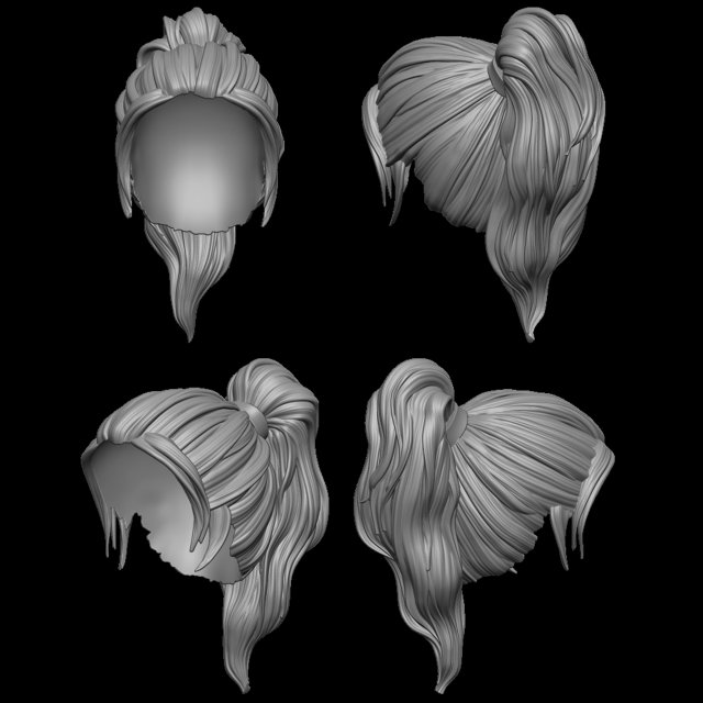 Hair 5 3D Принт Модель .c4d .max .obj .3ds .fbx .stl .blend 