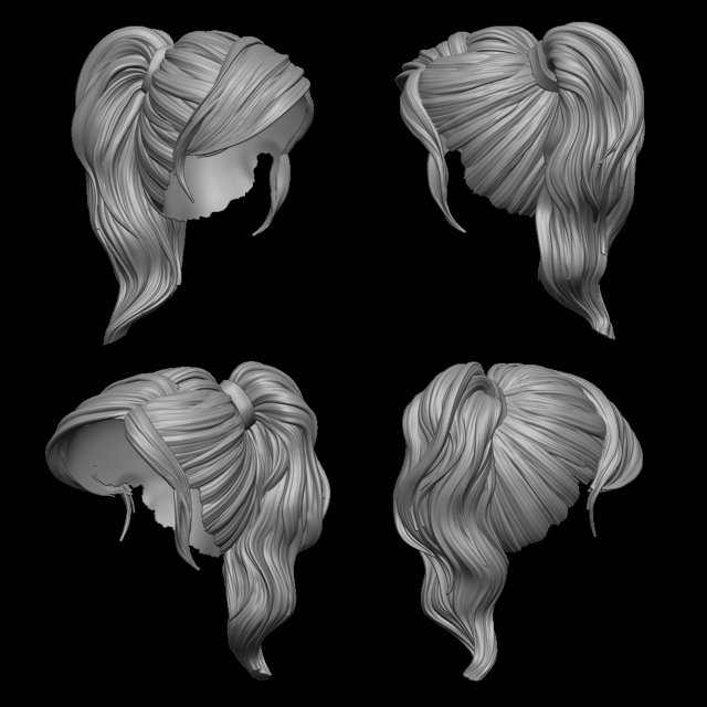 3d hair 5 3D Print Model in Woman 3DExport