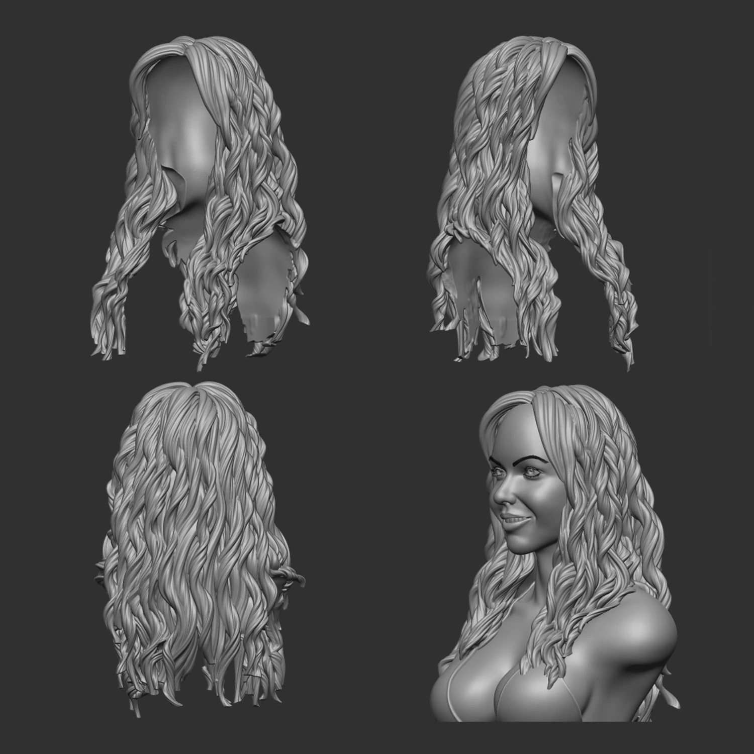 Hair 9 3D Print Model .c4d .max .obj .3ds .fbx .stl .blend