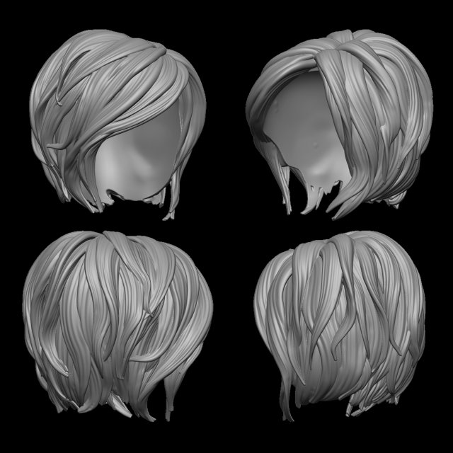 Hair 10 3D Print Model .c4d .max .obj .3ds .fbx .stl .blend 