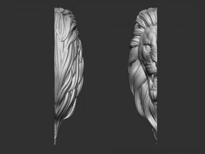 le&atilde;o em baixo relevo Modelo de Impressão 3D