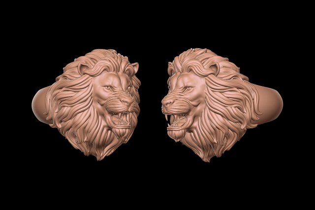 3D angry lion ring 3D प्रिंट मॉडल .c4d .max .obj .3ds .fbx .stl .blend 