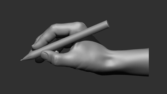 Writing hand posture 3D print model Model Cetak 3D .c4d .max .obj .3ds .fbx .stl .blend 