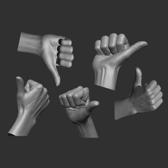 Male thumbs up hand posture 3D Принт Модель .c4d .max .obj .3ds .fbx .stl .blend 