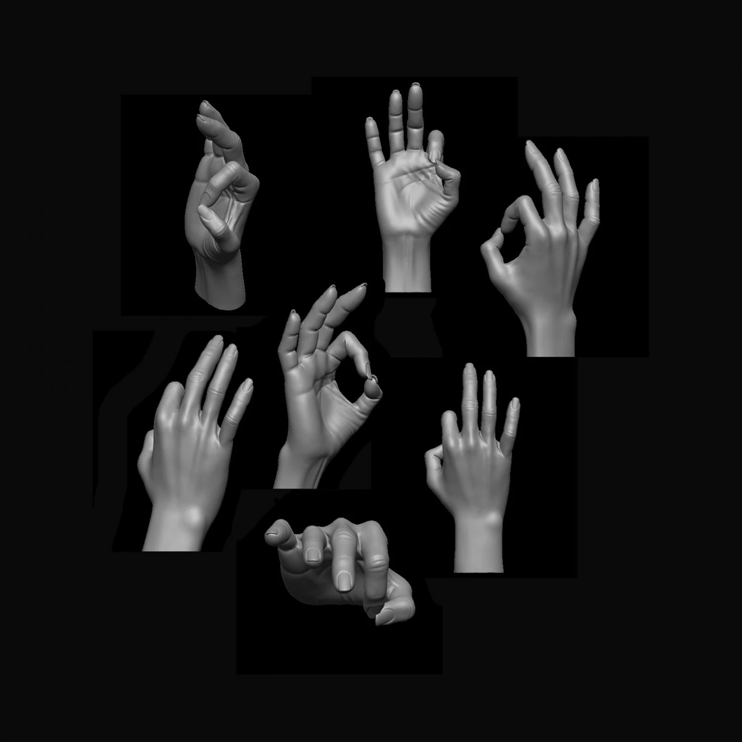 Female palm ok position 3D Print Model .c4d .max .obj .3ds .fbx .stl .blend 