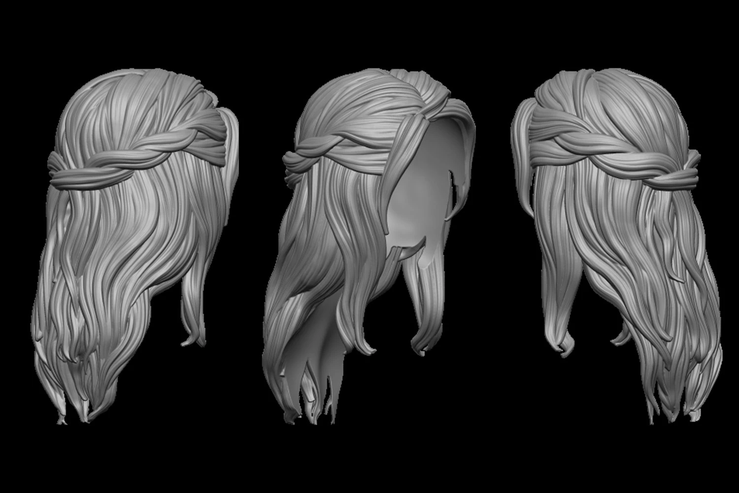 Hair 31 3D Print Model .c4d .max .obj .3ds .fbx .stl .blend 
