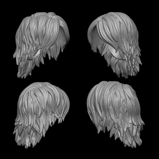 Hair 32 Model Cetak 3D .c4d .max .obj .3ds .fbx .stl .blend 