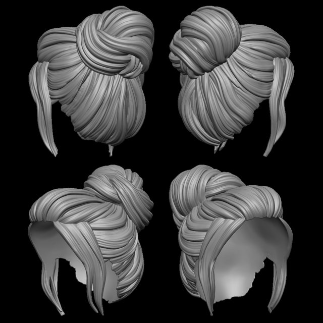 Hair 37 3D Print Model .c4d .max .obj .3ds .fbx .stl .blend 