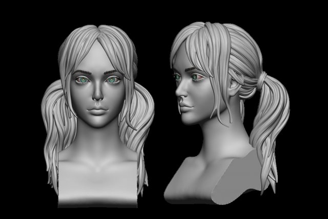 Hair 45 3D 프린트 모델 .c4d .max .obj .3ds .fbx .stl .blend 