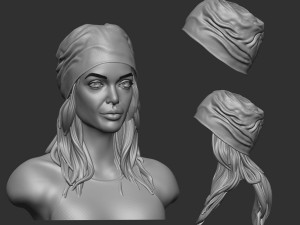 Cap with ladies hair 3D print model 3D Print Model