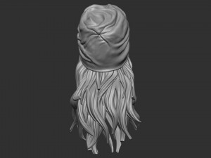 Cap with ladies hair 3D print model 3D 打印模型