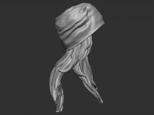 Cap with ladies hair 3D print model 3D 打印模型