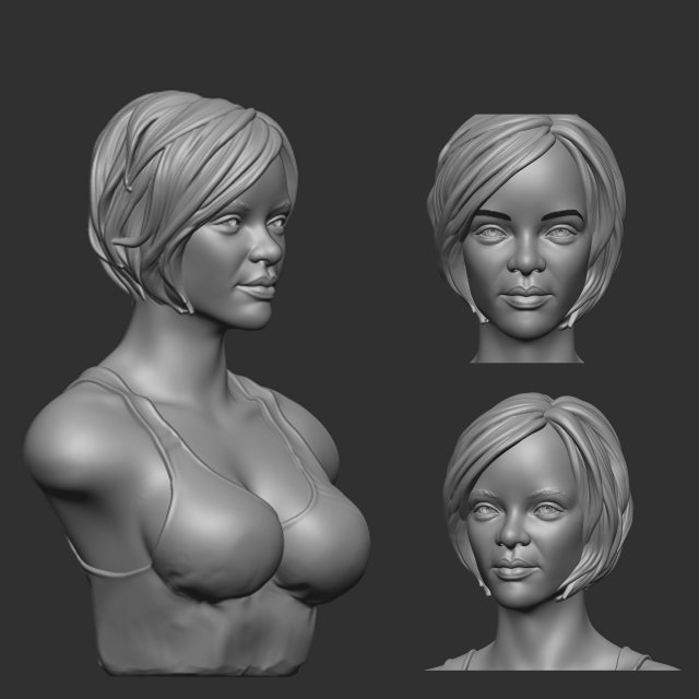 Rihanna bust 3D Print Model .c4d .max .obj .3ds .fbx .stl .blend 