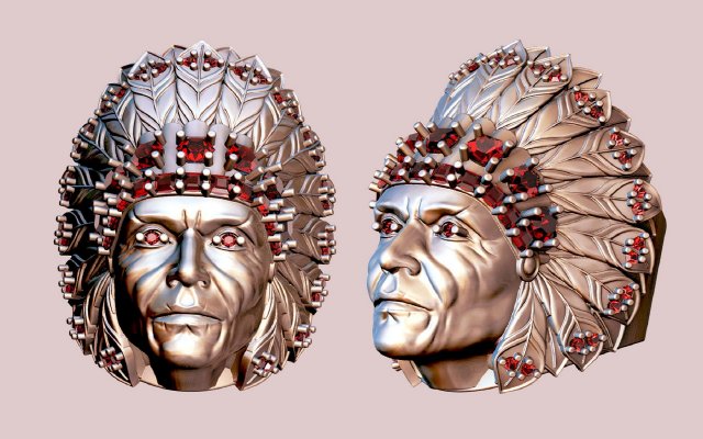 3D Native indian ring 3Dプリントモデル .c4d .max .obj .3ds .fbx .stl .blend