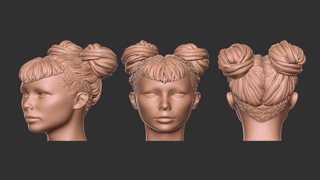 Hair 51 3D Print Model .c4d .max .obj .3ds .fbx .stl .blend 