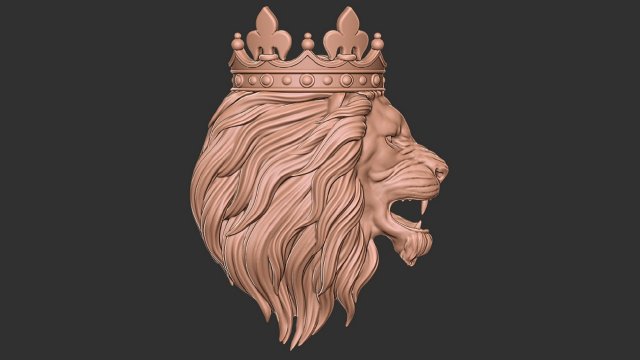 angry lion crown pendant 3Dプリントモデル .c4d .max .obj .3ds .fbx .stl .blend