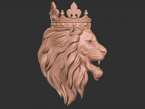 angry lion crown pendant 3Dプリントモデル