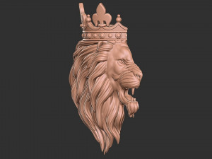 angry lion crown pendant 3Dプリントモデル
