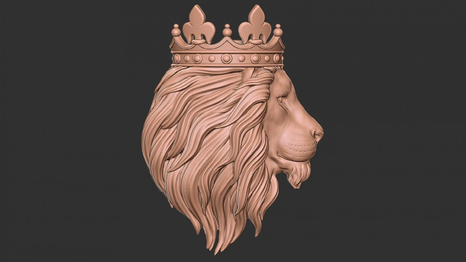 3D lion head crown pendant 3D Print Model .c4d .max .obj .3ds .fbx .stl .blend